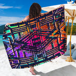 Ethnic Aztec Grunge Trippy Print Beach Sarong Wrap