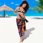 Ethnic Aztec Grunge Trippy Print Beach Sarong Wrap