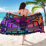 Ethnic Aztec Grunge Trippy Print Beach Sarong Wrap