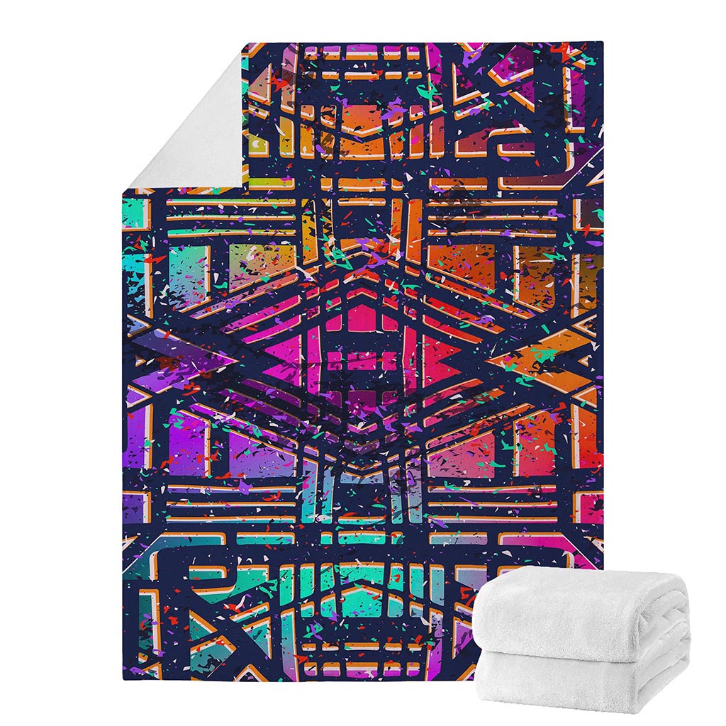 Ethnic Aztec Grunge Trippy Print Blanket