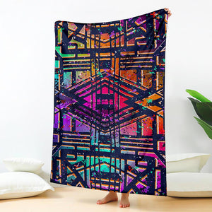Ethnic Aztec Grunge Trippy Print Blanket