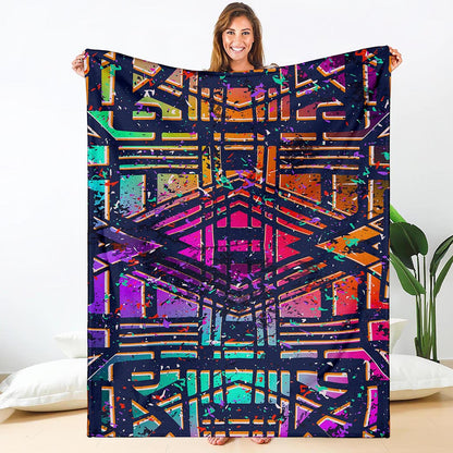 Ethnic Aztec Grunge Trippy Print Blanket