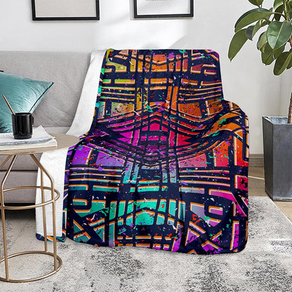 Ethnic Aztec Grunge Trippy Print Blanket