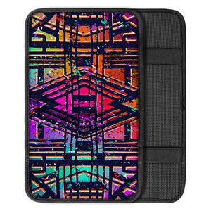 Ethnic Aztec Grunge Trippy Print Car Center Console Cover