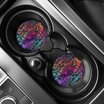 Ethnic Aztec Grunge Trippy Print Car Coasters