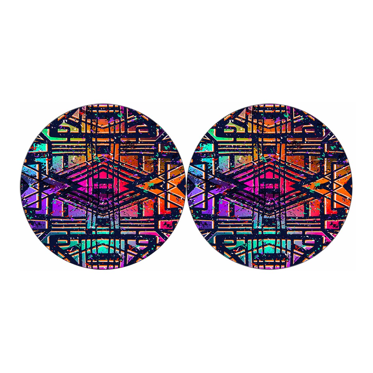 Ethnic Aztec Grunge Trippy Print Car Coasters