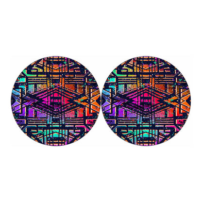 Ethnic Aztec Grunge Trippy Print Car Coasters