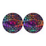 Ethnic Aztec Grunge Trippy Print Car Coasters