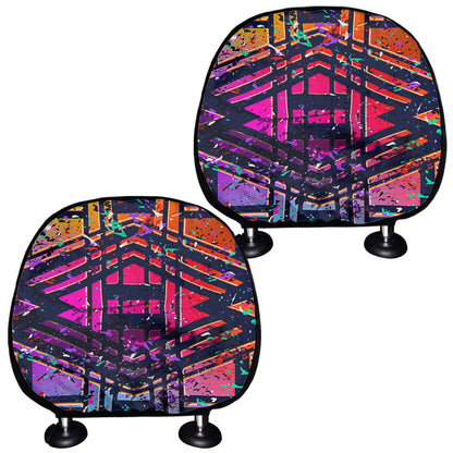 Ethnic Aztec Grunge Trippy Print Car Headrest Covers