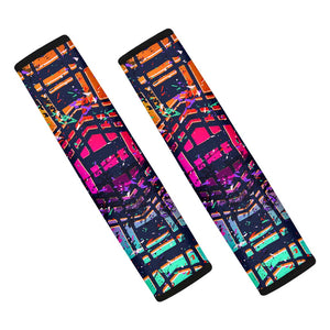 Ethnic Aztec Grunge Trippy Print Car Seat Belt Covers