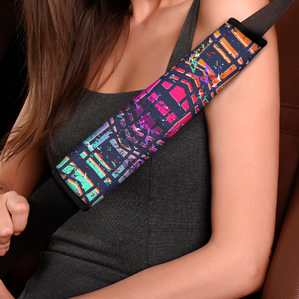 Ethnic Aztec Grunge Trippy Print Car Seat Belt Covers