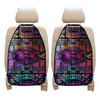 Ethnic Aztec Grunge Trippy Print Car Seat Organizers