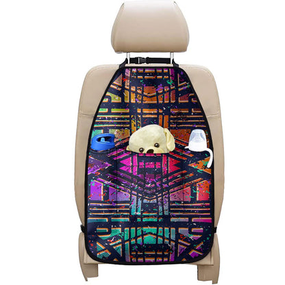 Ethnic Aztec Grunge Trippy Print Car Seat Organizers