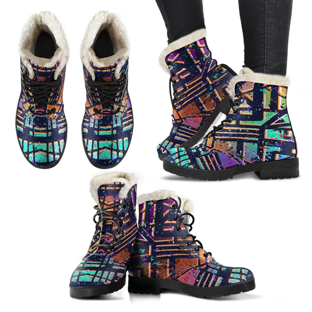 Ethnic Aztec Grunge Trippy Print Comfy Boots GearFrost