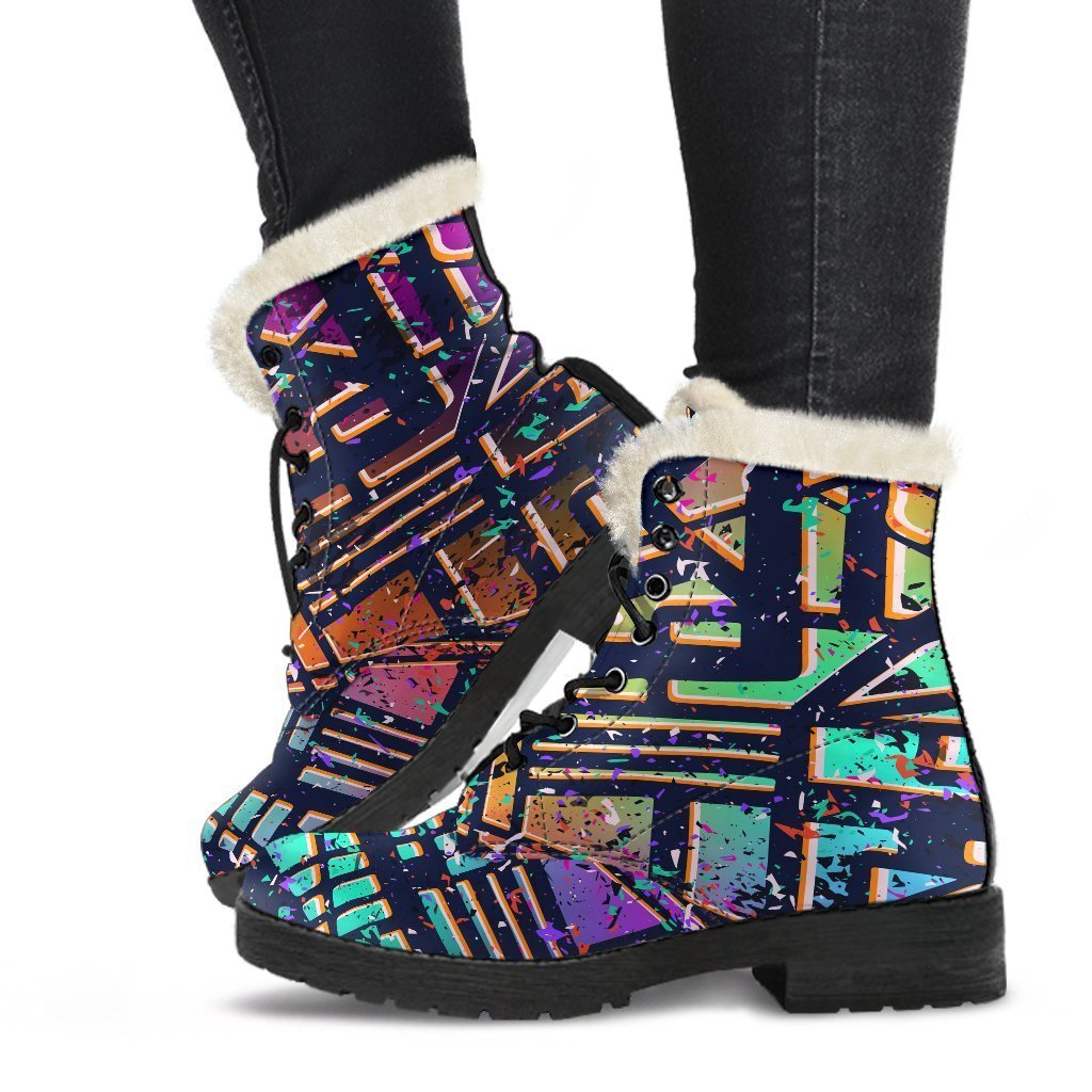 Ethnic Aztec Grunge Trippy Print Comfy Boots GearFrost