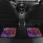 Ethnic Aztec Grunge Trippy Print Front and Back Car Floor Mats