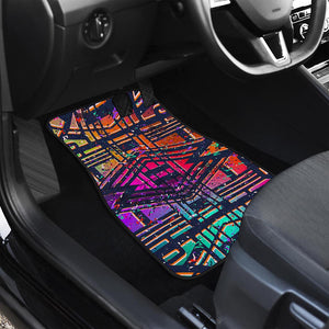 Ethnic Aztec Grunge Trippy Print Front and Back Car Floor Mats