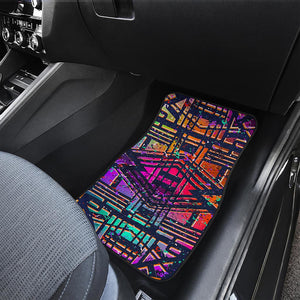 Ethnic Aztec Grunge Trippy Print Front and Back Car Floor Mats