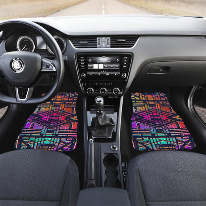 Ethnic Aztec Grunge Trippy Print Front Car Floor Mats