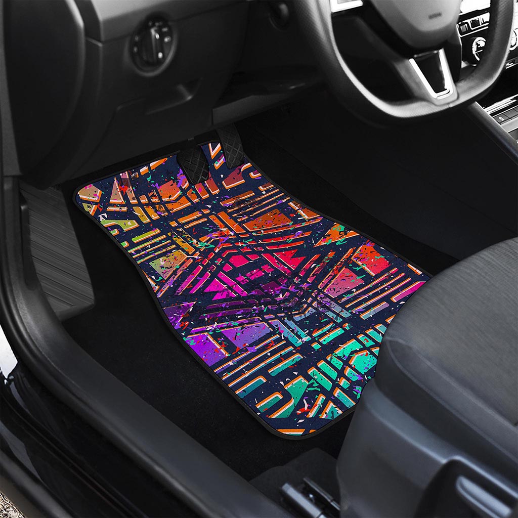 Ethnic Aztec Grunge Trippy Print Front Car Floor Mats