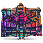 Ethnic Aztec Grunge Trippy Print Hooded Blanket