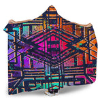 Ethnic Aztec Grunge Trippy Print Hooded Blanket