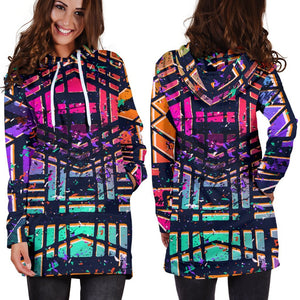 Ethnic Aztec Grunge Trippy Print Hoodie Dress GearFrost