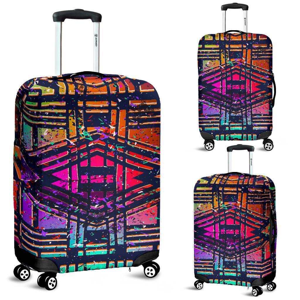 Ethnic Aztec Grunge Trippy Print Luggage Cover GearFrost