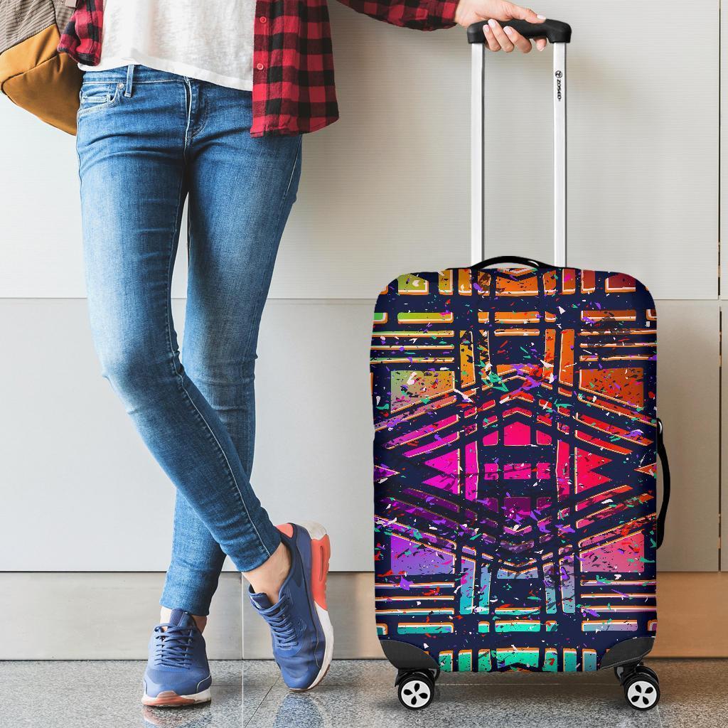 Ethnic Aztec Grunge Trippy Print Luggage Cover GearFrost