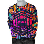 Ethnic Aztec Grunge Trippy Print Men's Crewneck Sweatshirt GearFrost