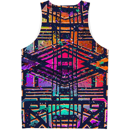 Ethnic Aztec Grunge Trippy Print Men's Tank Top