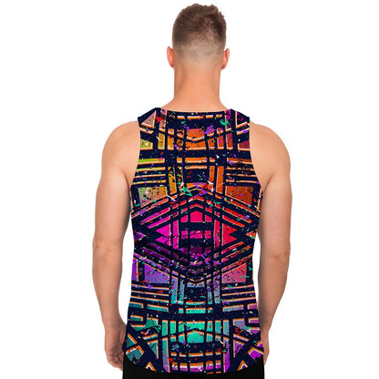 Ethnic Aztec Grunge Trippy Print Men's Tank Top