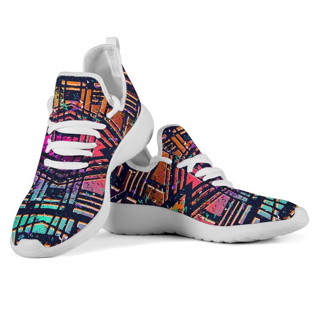 Ethnic Aztec Grunge Trippy Print Mesh Knit Shoes GearFrost