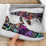 Ethnic Aztec Grunge Trippy Print Mesh Knit Shoes GearFrost