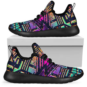 Ethnic Aztec Grunge Trippy Print Mesh Knit Shoes GearFrost