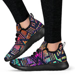 Ethnic Aztec Grunge Trippy Print Mesh Knit Shoes GearFrost