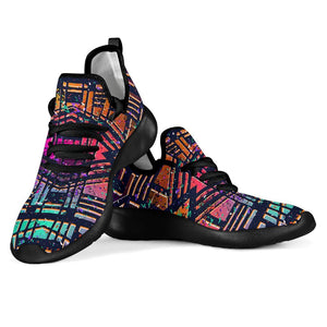 Ethnic Aztec Grunge Trippy Print Mesh Knit Shoes GearFrost