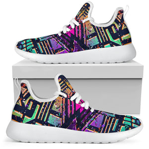 Ethnic Aztec Grunge Trippy Print Mesh Knit Shoes GearFrost