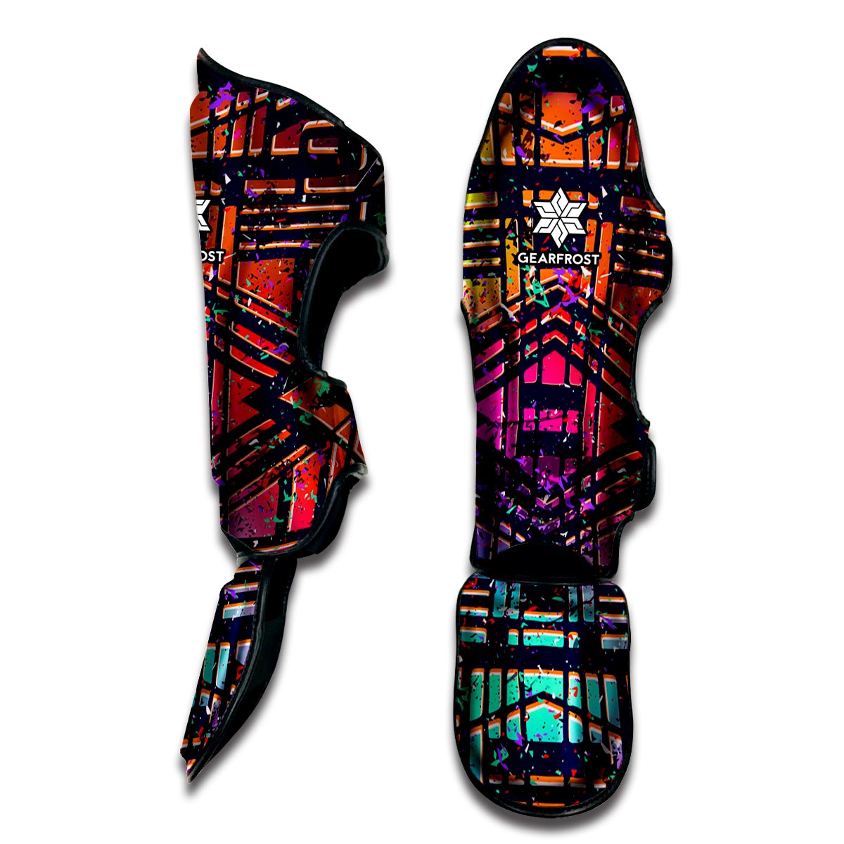 Ethnic Aztec Grunge Trippy Print Muay Thai Shin Guard