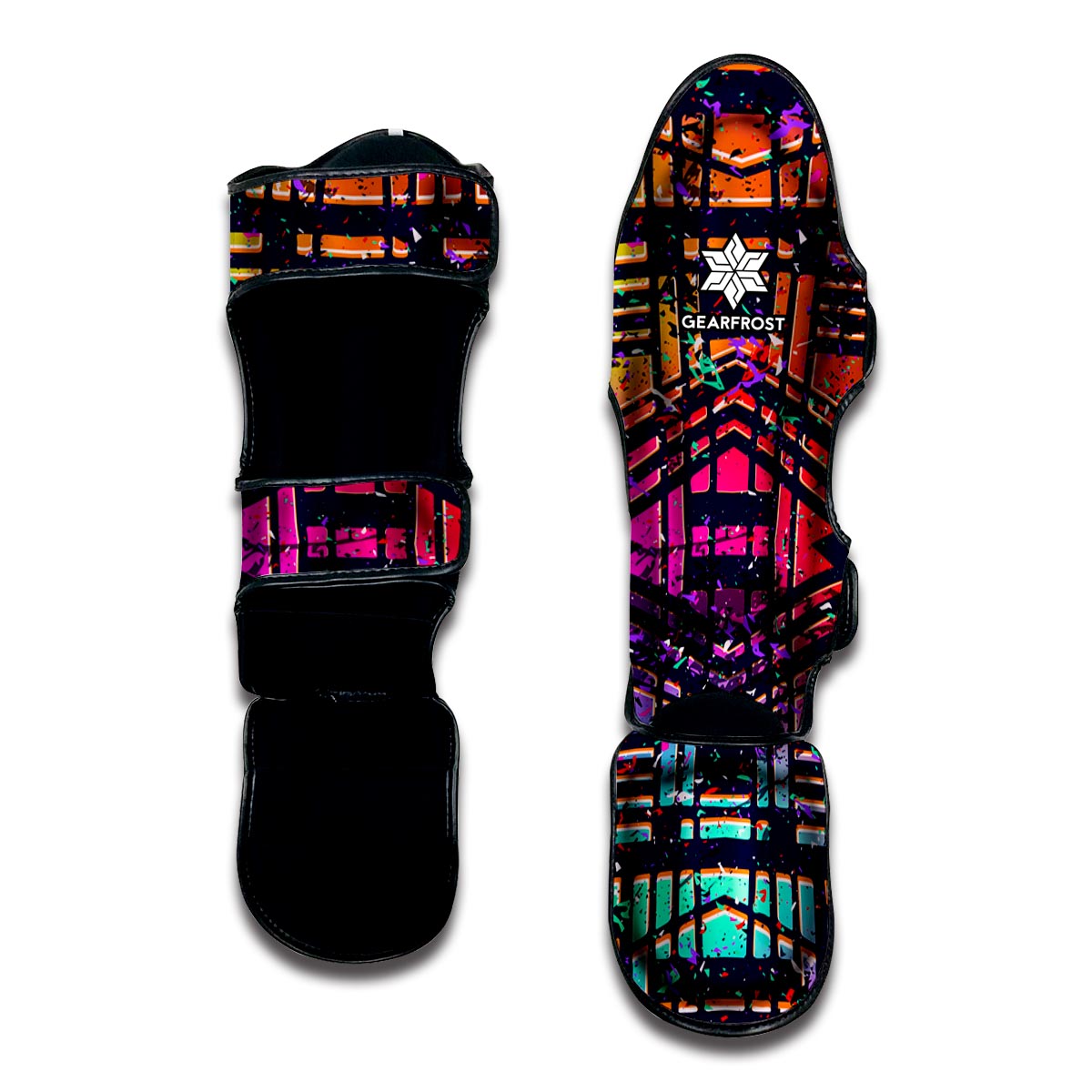 Ethnic Aztec Grunge Trippy Print Muay Thai Shin Guard