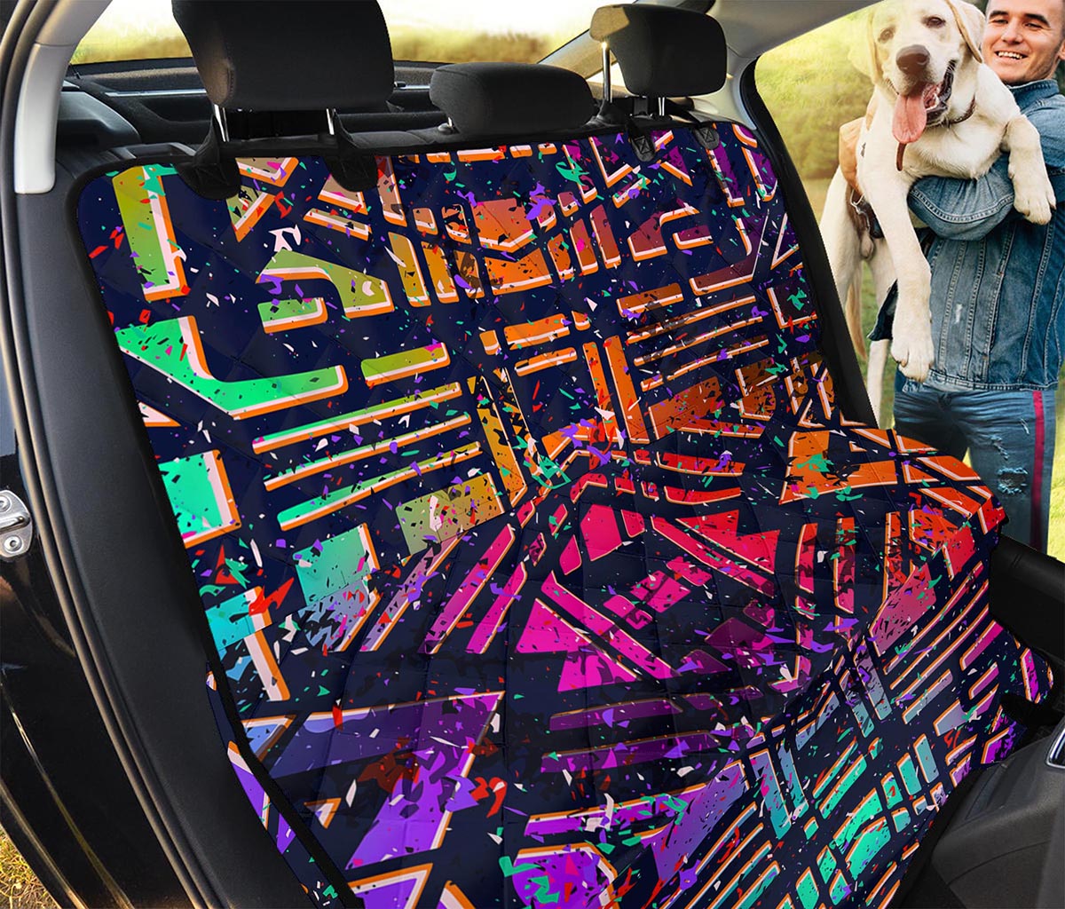 Ethnic Aztec Grunge Trippy Print Pet Car Back Seat Cover