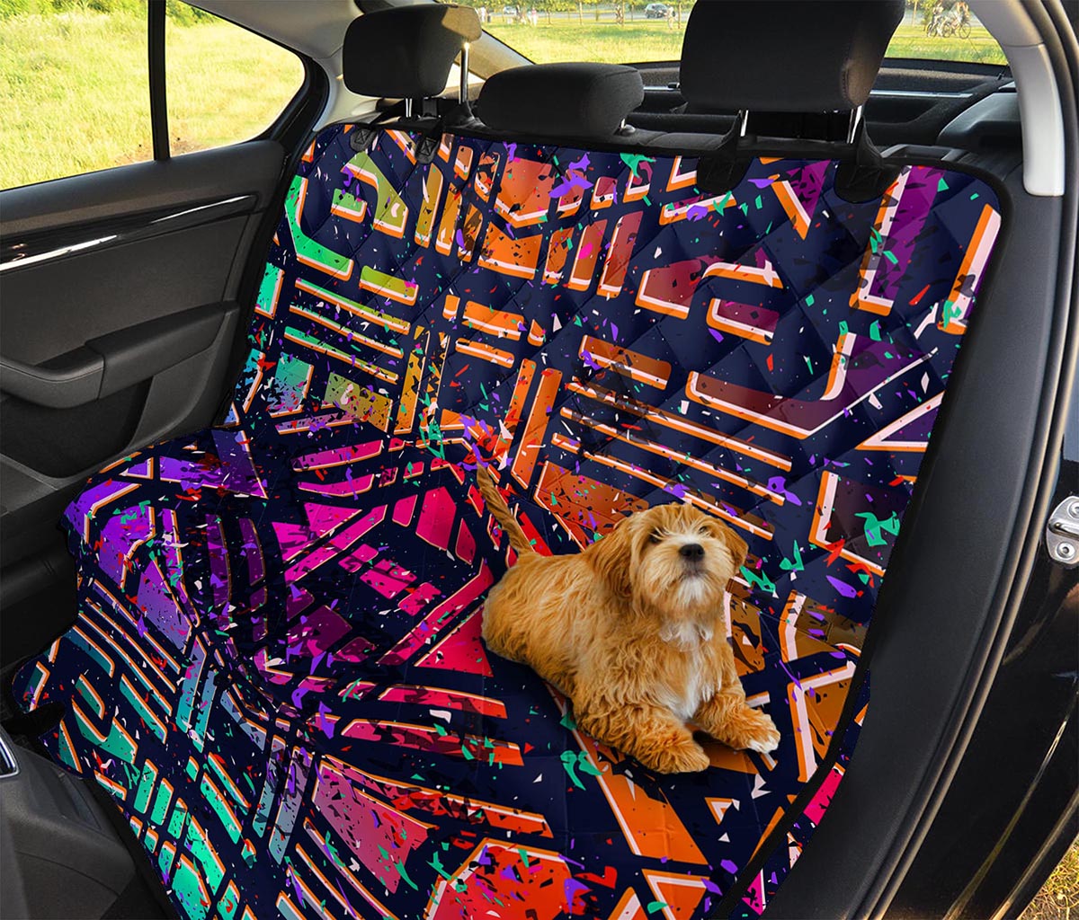 Ethnic Aztec Grunge Trippy Print Pet Car Back Seat Cover