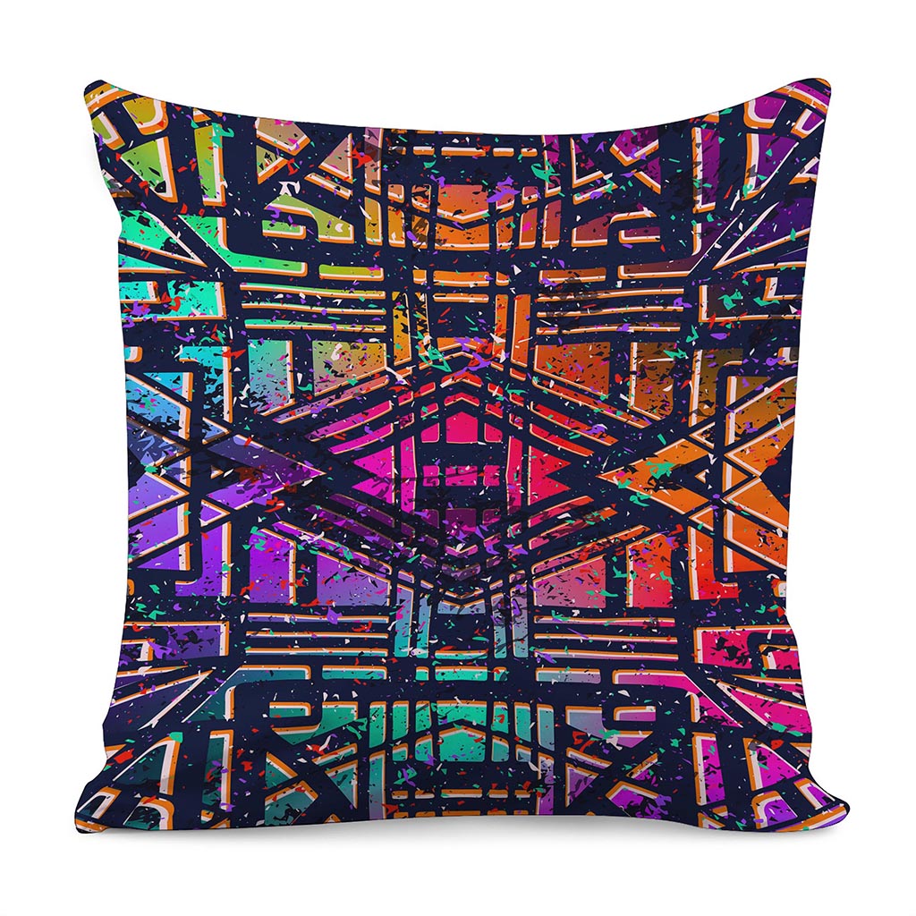 Ethnic Aztec Grunge Trippy Print Pillow Cover