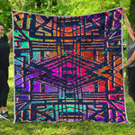 Ethnic Aztec Grunge Trippy Print Quilt