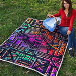 Ethnic Aztec Grunge Trippy Print Quilt