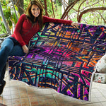 Ethnic Aztec Grunge Trippy Print Quilt