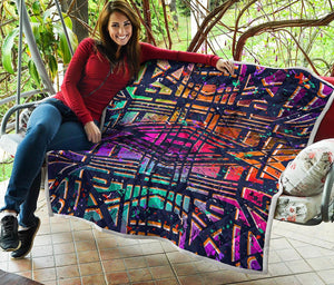 Ethnic Aztec Grunge Trippy Print Quilt