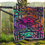 Ethnic Aztec Grunge Trippy Print Quilt