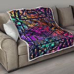 Ethnic Aztec Grunge Trippy Print Quilt