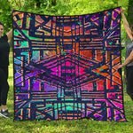 Ethnic Aztec Grunge Trippy Print Quilt